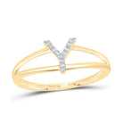 10K Yellow Gold Diamond Gift Initial "Y" Women's Ring 1/20 Cttw - Splendid Jewellery