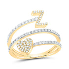 10K Yellow Gold Diamond Gift Initial "Z" Heart Women's Ring 3/8 Cttw - Splendid Jewellery