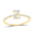 10K Yellow Gold Diamond Gift Initial "Z" Ring 1/6 Cttw - Splendid Jewellery