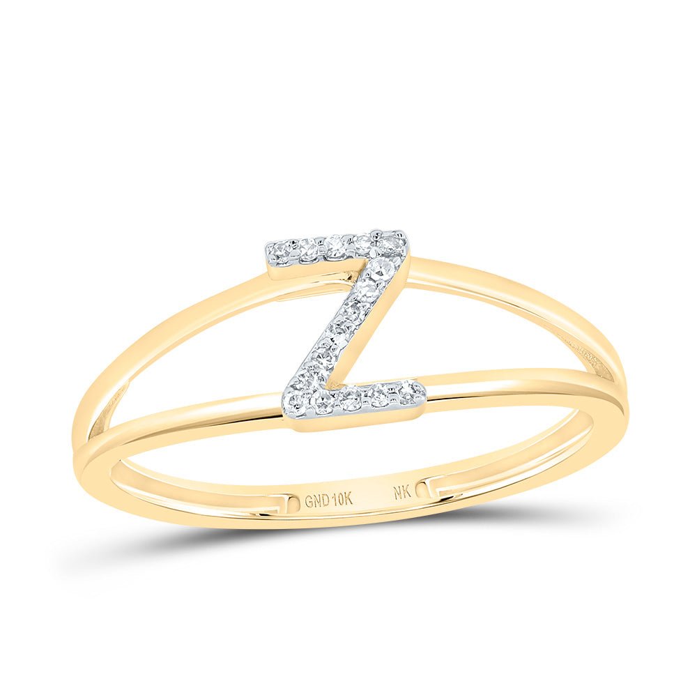 10K Yellow Gold Diamond Gift Initial "Z" Women's Ring 1/20 Cttw - Splendid Jewellery