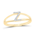 10K Yellow Gold Diamond Gift Initial "Z" Women's Ring 1/20 Cttw - Splendid Jewellery