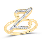 10K Yellow Gold Diamond Gift Initial "Z" Women's Ring 1/8 Cttw - Splendid Jewellery