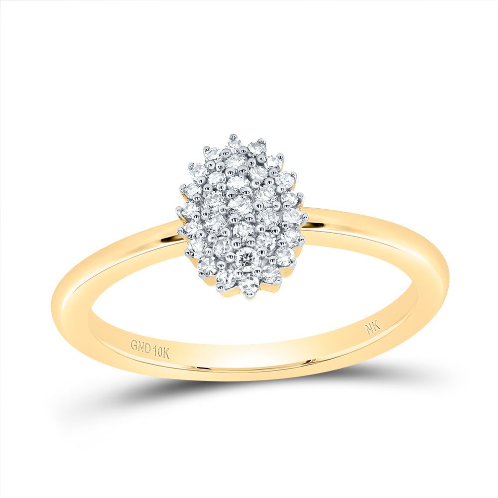 10K Yellow Gold Diamond Gift Oval Ring 1/6 Cttw - Splendid Jewellery