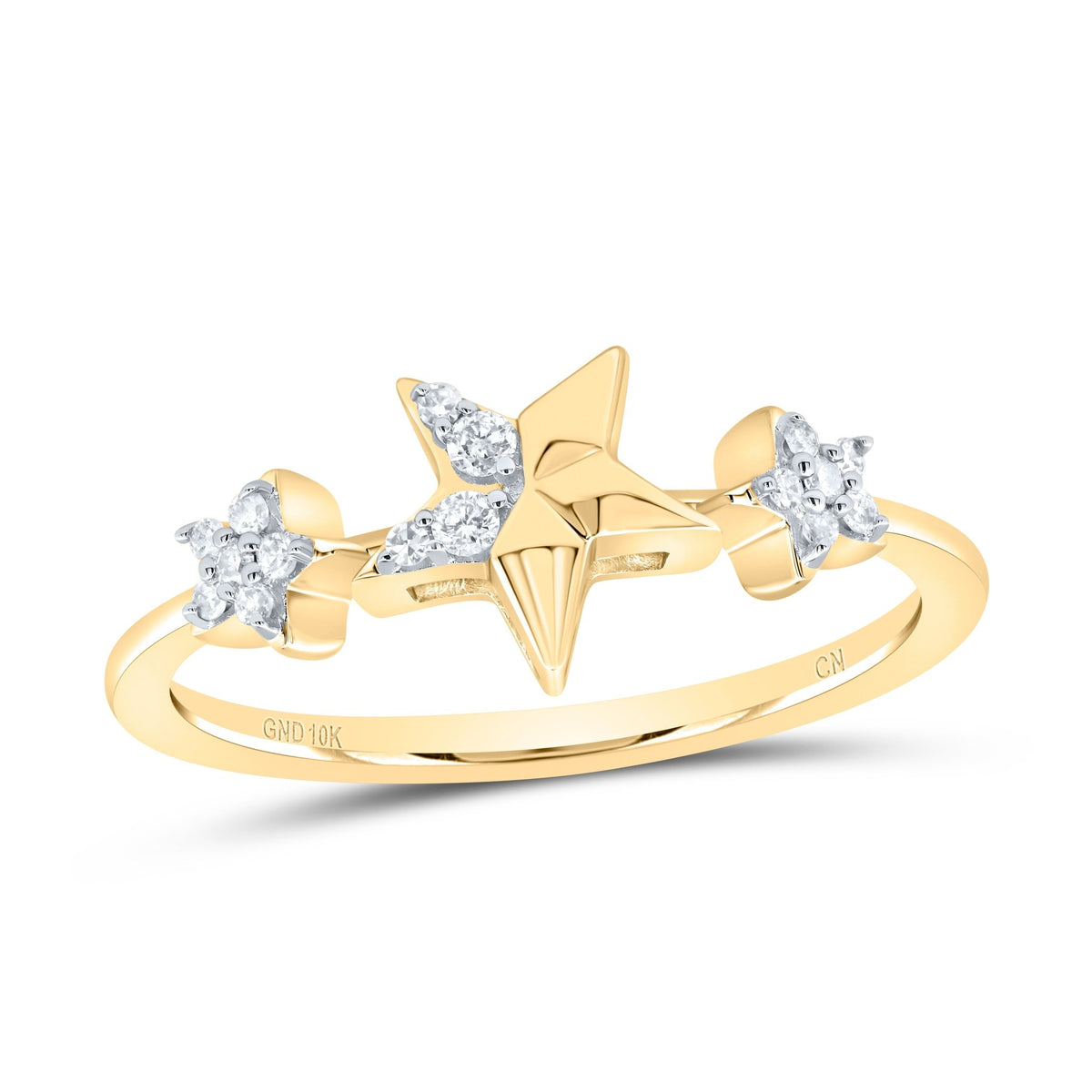 10K Yellow Gold Diamond Gift Star Ring 1/10 Cttw - Splendid Jewellery