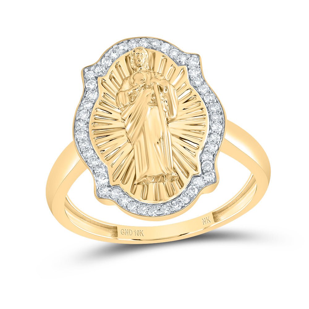 10K Yellow Gold Diamond Gift St.Jude Women's Ring 1/5 Cttw - Splendid Jewellery