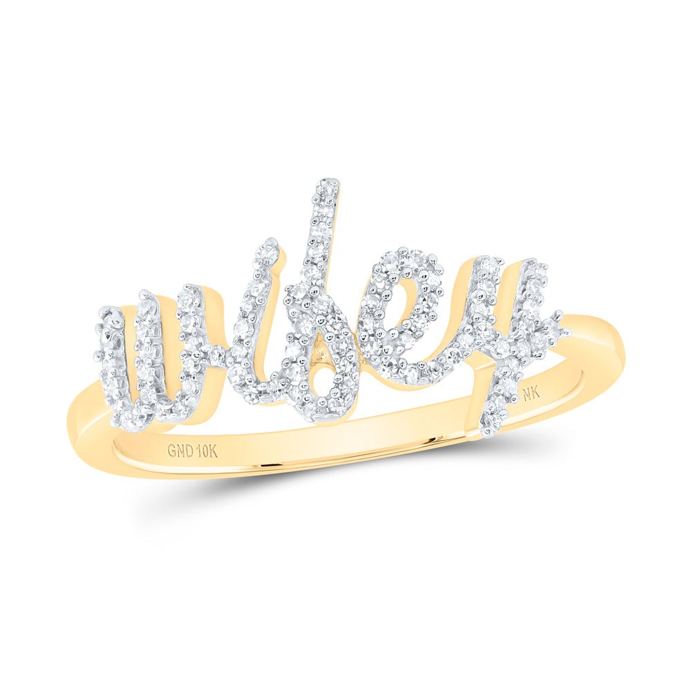 10K Yellow Gold Diamond Gift "Wifey" Women's Ring 1/6 Cttw - Splendid Jewellery