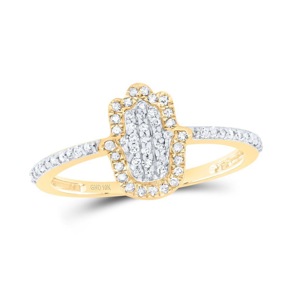 10K Yellow Gold Diamond Hamza Ring 1/5 Cttw - Splendid Jewellery