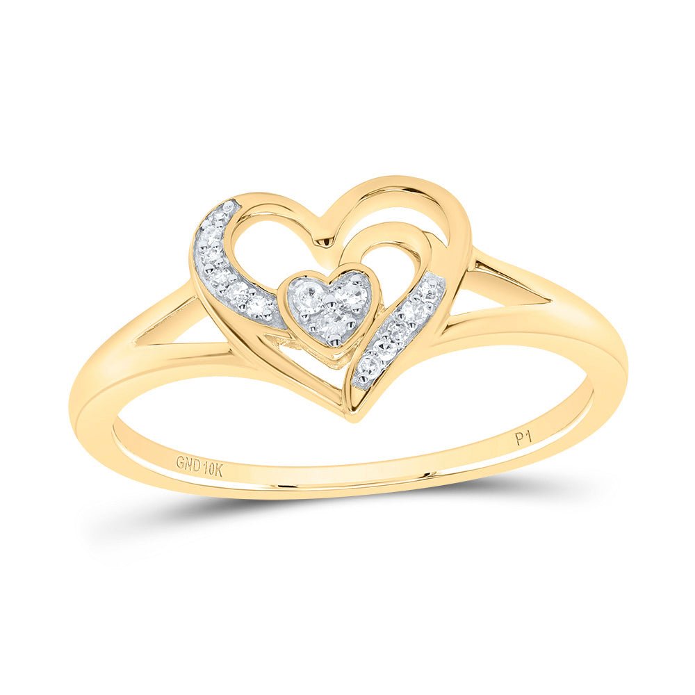 10K Yellow Gold Diamond Heart Ring 1/20 Cttw - Splendid Jewellery