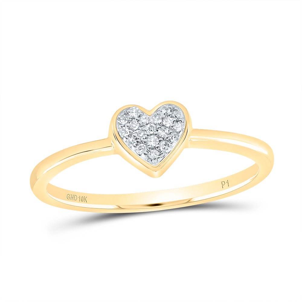 10K Yellow Gold Diamond Heart Ring 1/20 Cttw - Splendid Jewellery