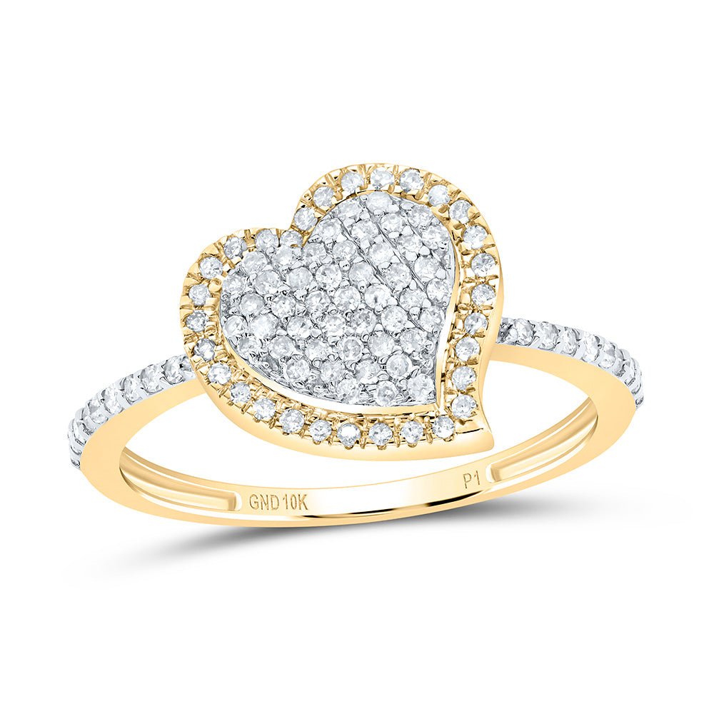 10K Yellow Gold Diamond Heart Ring 1/3 Cttw - Splendid Jewellery