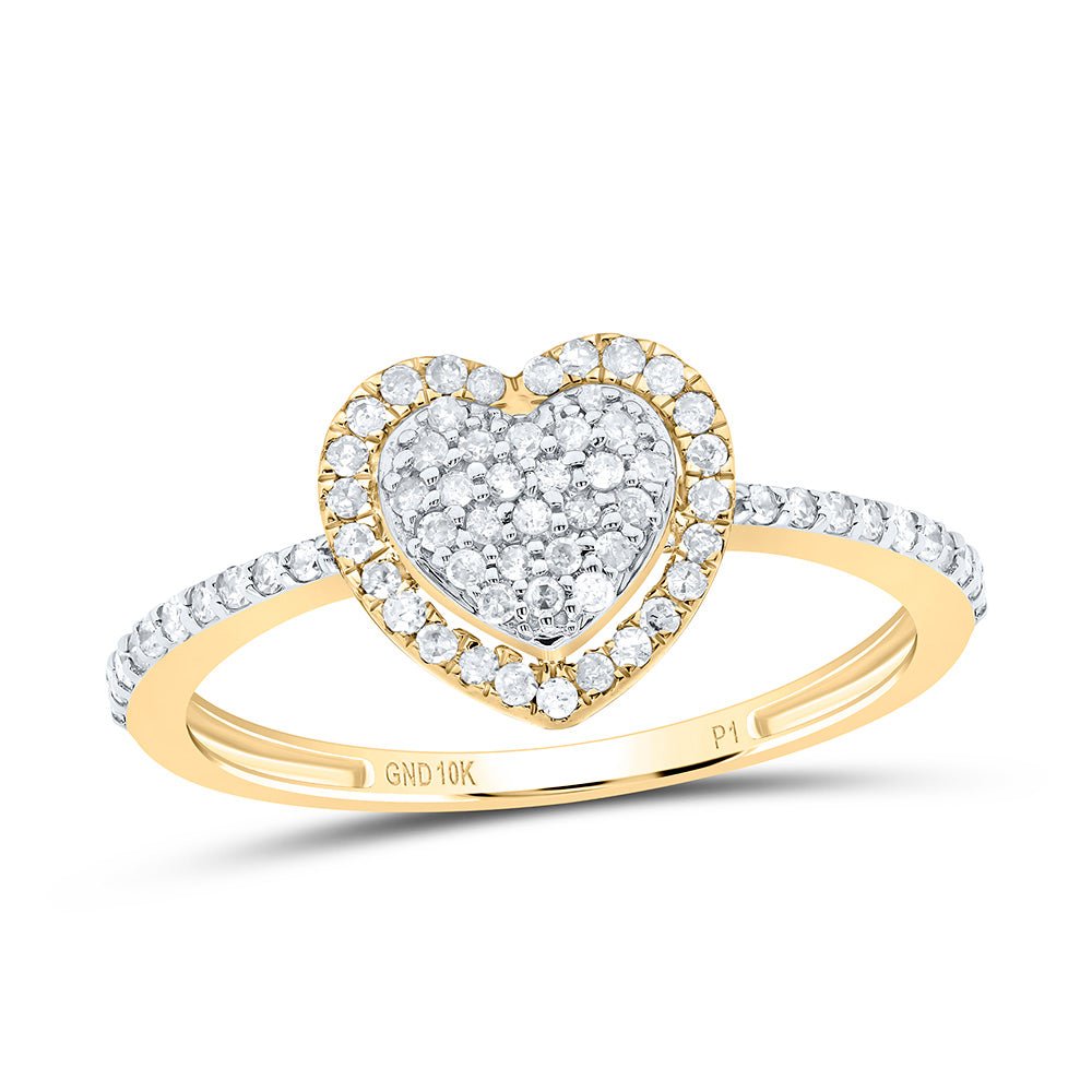 10K Yellow Gold Diamond Heart Ring 1/4 Cttw - Splendid Jewellery