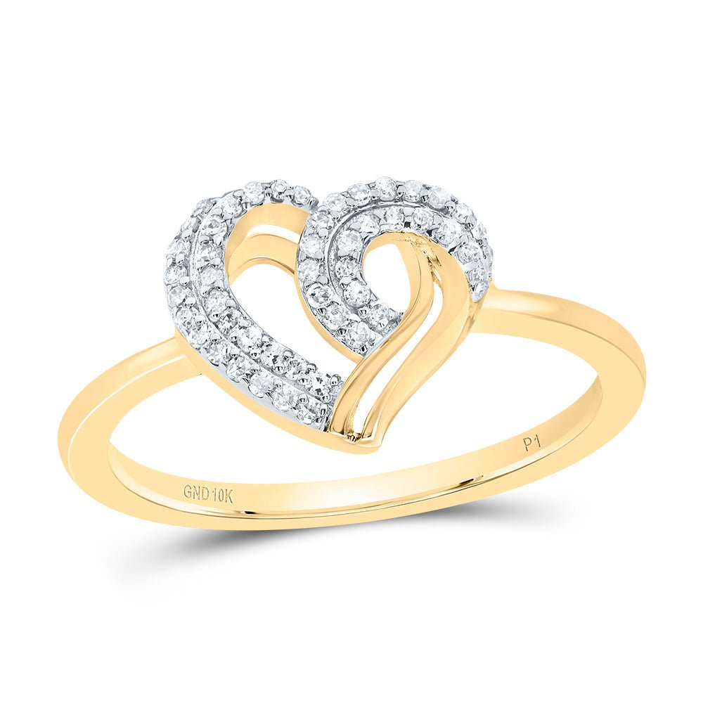 10K Yellow Gold Diamond Heart Ring 1/6 Cttw - Splendid Jewellery