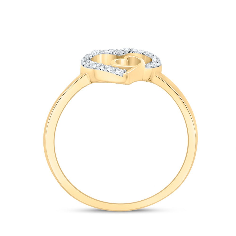 10K Yellow Gold Diamond Heart Ring 1/8 Cttw - Splendid Jewellery