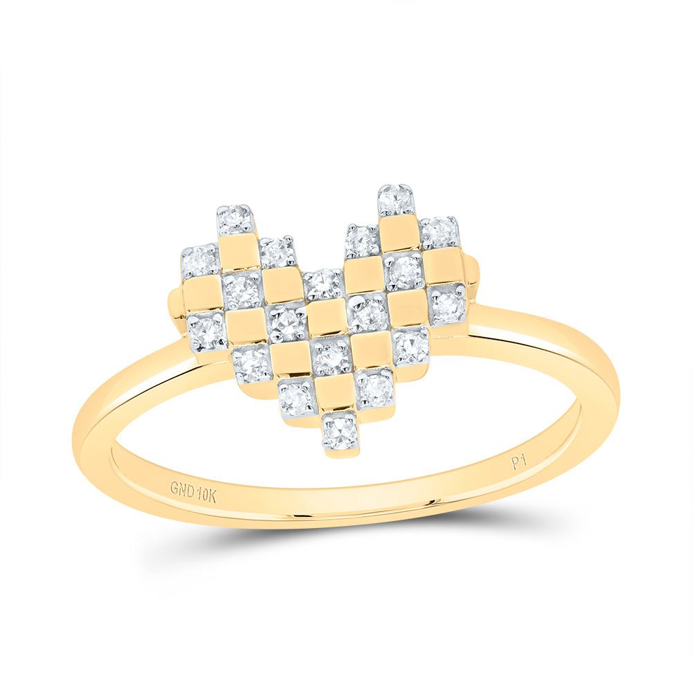 10K Yellow Gold Diamond Heart Ring 1/8 Cttw - Splendid Jewellery