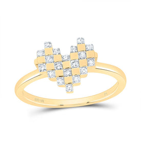 10K Yellow Gold Diamond Heart Ring 1/8 Cttw - Splendid Jewellery