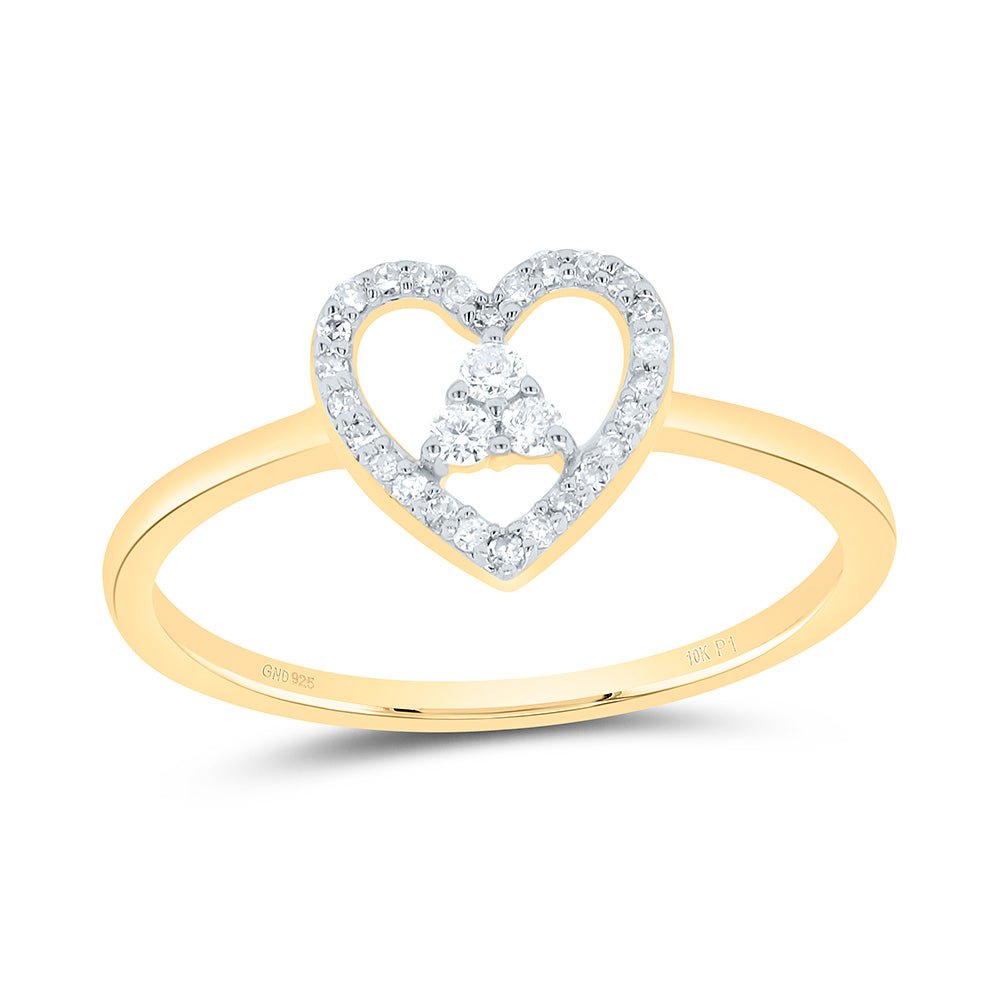10K Yellow Gold Diamond Heart Ring 1/8 Cttw - Splendid Jewellery
