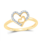 10K Yellow Gold Diamond Heart Ring 1/8 Cttw - Splendid Jewellery