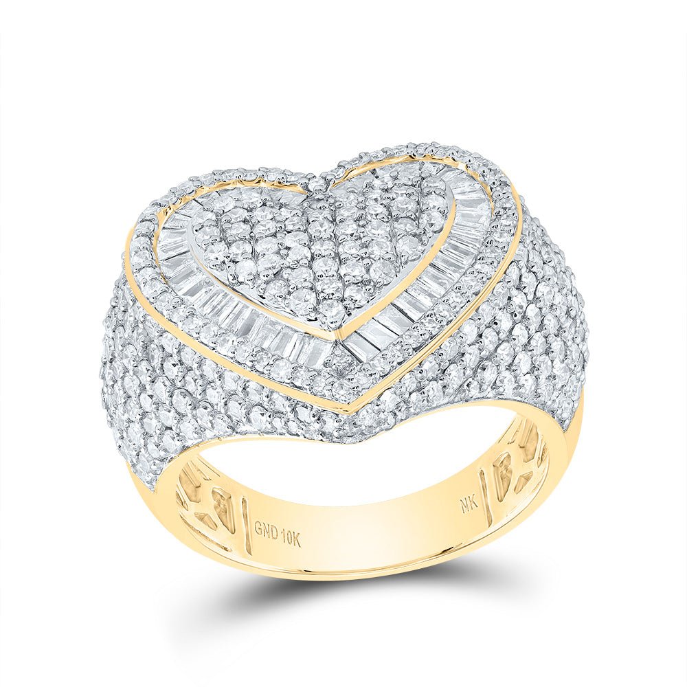 10K Yellow Gold Diamond Heart Ring 2 1/5 Cttw - Splendid Jewellery