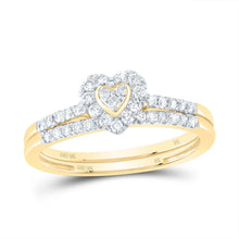 Load image into Gallery viewer, 10K Yellow Gold Diamond Heart Single Halo Bridal Set 1/3 Cttw - Splendid Jewellery