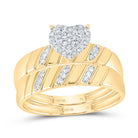 10K Yellow Gold Diamond Heart Trio Ring Set 1/4 Cttw - Splendid Jewellery