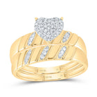 10K Yellow Gold Diamond Heart Trio Ring Set 1/4 Cttw - Splendid Jewellery