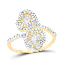 Load image into Gallery viewer, 10K Yellow Gold Diamond Heart Women's Cuff Ring 5/8 Cttw - Splendid Jewellery