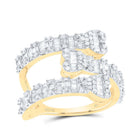 10K Yellow Gold Diamond Heart Women's Cuff Ring 7/8 Cttw - Splendid Jewellery