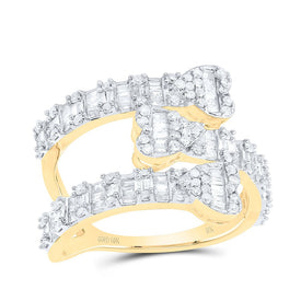 10K Yellow Gold Diamond Heart Women's Cuff Ring 7/8 Cttw - Splendid Jewellery