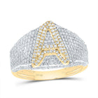 10K Yellow Gold Diamond Initial "A" Men's Ring 1 3/8 Cttw - Splendid Jewellery