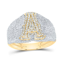 Load image into Gallery viewer, 10K Yellow Gold Diamond Initial "A" Men's Ring 1 5/8 Cttw - Splendid Jewellery