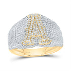 10K Yellow Gold Diamond Initial "A" Men's Ring 1 5/8 Cttw - Splendid Jewellery
