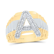 Load image into Gallery viewer, 10K Yellow Gold Diamond Initial "A" Men's Ring 1/2 Cttw - Splendid Jewellery