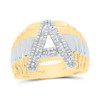 10K Yellow Gold Diamond Initial "A" Men's Ring 1/2 Cttw - Splendid Jewellery