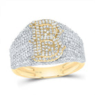 10K Yellow Gold Diamond Initial "B" Men's Ring 1 3/4 Cttw - Splendid Jewellery