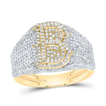 Load image into Gallery viewer, 10K Yellow Gold Diamond Initial "B" Men's Ring 1 3/4 Cttw - Splendid Jewellery