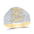 10K Yellow Gold Diamond Initial "B" Men's Ring 1 3/4 Cttw - Splendid Jewellery