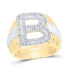 10K Yellow Gold Diamond Initial "B" Men's Ring 3/4 Cttw - Splendid Jewellery