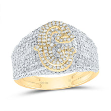 Load image into Gallery viewer, 10K Yellow Gold Diamond Initial "C" Men's Ring 1 1/2 Cttw - Splendid Jewellery