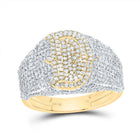 10K Yellow Gold Diamond Initial "D" Men's Ring 1 5/8 Cttw - Splendid Jewellery