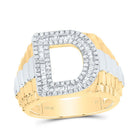 10K Yellow Gold Diamond Initial "D" Men's Ring 5/8 Cttw - Splendid Jewellery