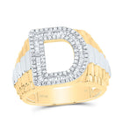 10K Yellow Gold Diamond Initial "D" Men's Ring 5/8 Cttw - Splendid Jewellery