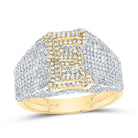 10K Yellow Gold Diamond Initial "E" Men's Ring 1 5/8 Cttw - Splendid Jewellery