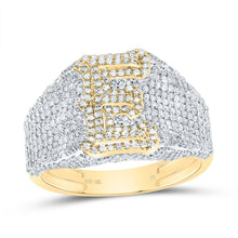 Load image into Gallery viewer, 10K Yellow Gold Diamond Initial "E" Men's Ring 1 5/8 Cttw - Splendid Jewellery