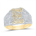 10K Yellow Gold Diamond Initial "E" Men's Ring 1 5/8 Cttw - Splendid Jewellery