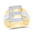 10K Yellow Gold Diamond Initial "E" Men's Ring 5/8 Cttw - Splendid Jewellery