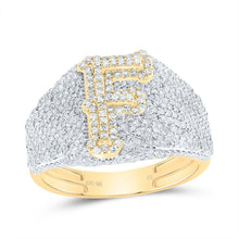 Load image into Gallery viewer, 10K Yellow Gold Diamond Initial "F" Men's Ring 1 5/8 Cttw - Splendid Jewellery