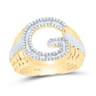10K Yellow Gold Diamond Initial "G" Men's Ring 5/8 Cttw - Splendid Jewellery