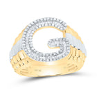 10K Yellow Gold Diamond Initial "G" Men's Ring 5/8 Cttw - Splendid Jewellery