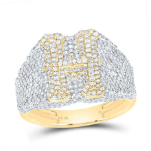 Load image into Gallery viewer, 10K Yellow Gold Diamond Initial "H" Men's Ring 1 3/4 Cttw - Splendid Jewellery