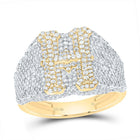 10K Yellow Gold Diamond Initial "H" Men's Ring 1 3/4 Cttw - Splendid Jewellery